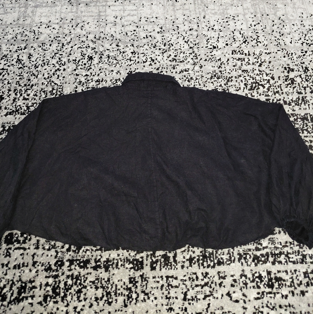 BANANA REPUBLIC Petite XS Black Linen Blend Button-Down Cropped Shirt - Picture 9 of 9